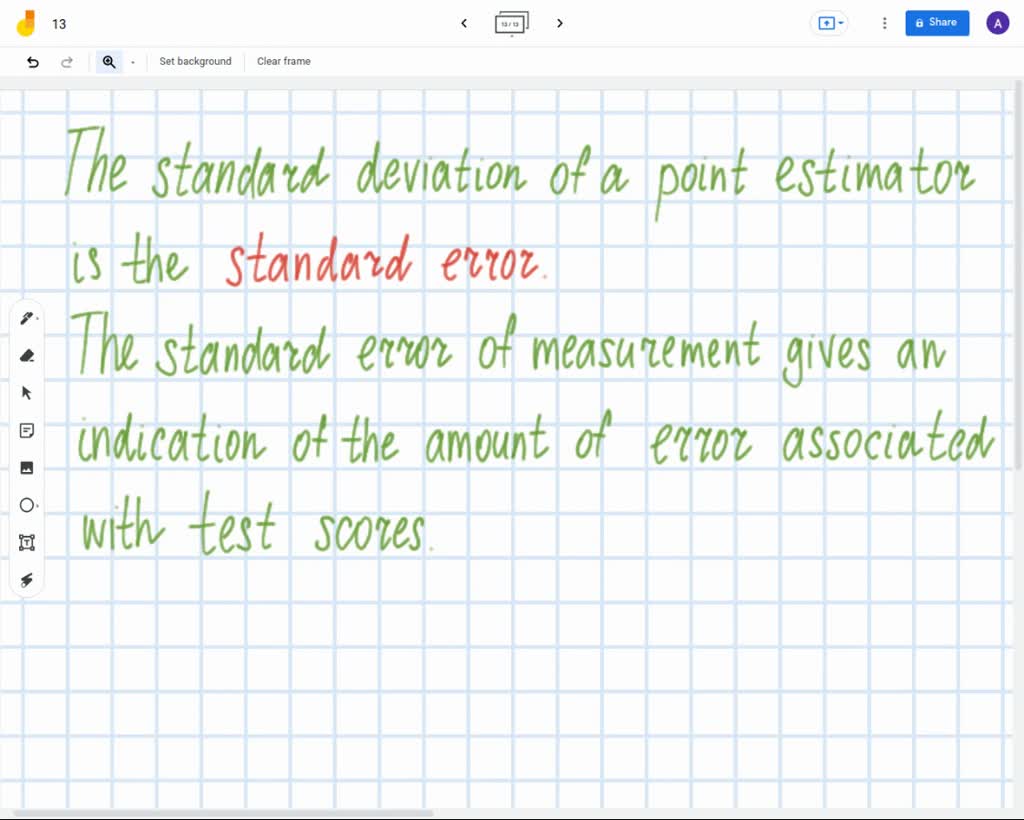 The standard deviation of a point estimator is the point estimate b. sample statistic
sampling error d. standard error