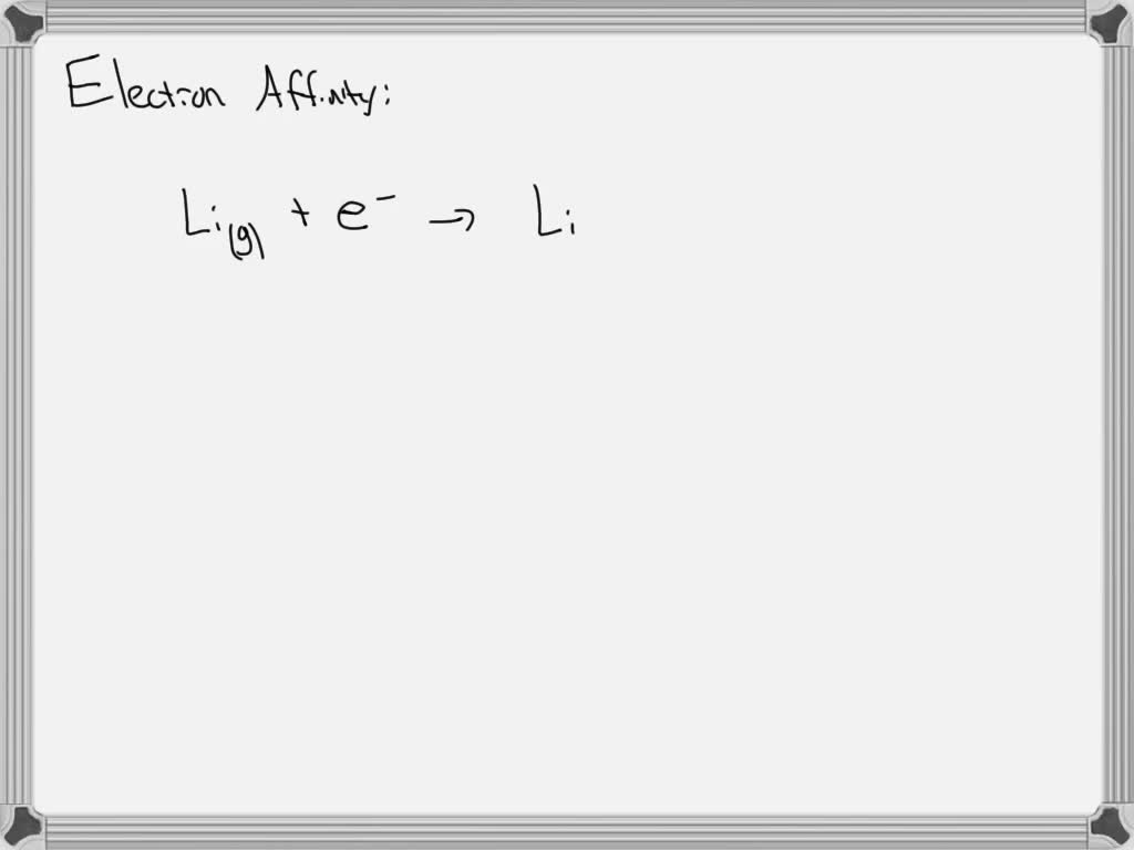SOLVED: Which reaction below represents the electron affinity of Li? Li