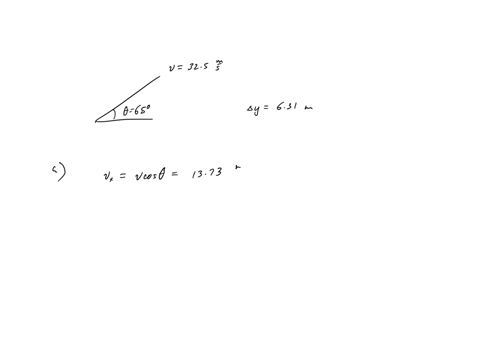 4-a-golf-ball-is-hit-with-an-initial-velocity-of-325-ms-at-an-angle-of-65-to-the-ground-the-ball-lands-at-a-point-that-is-631-m-higher-than-from-where-it-was-hit-a-what-are-the-horizontal-and-vertical