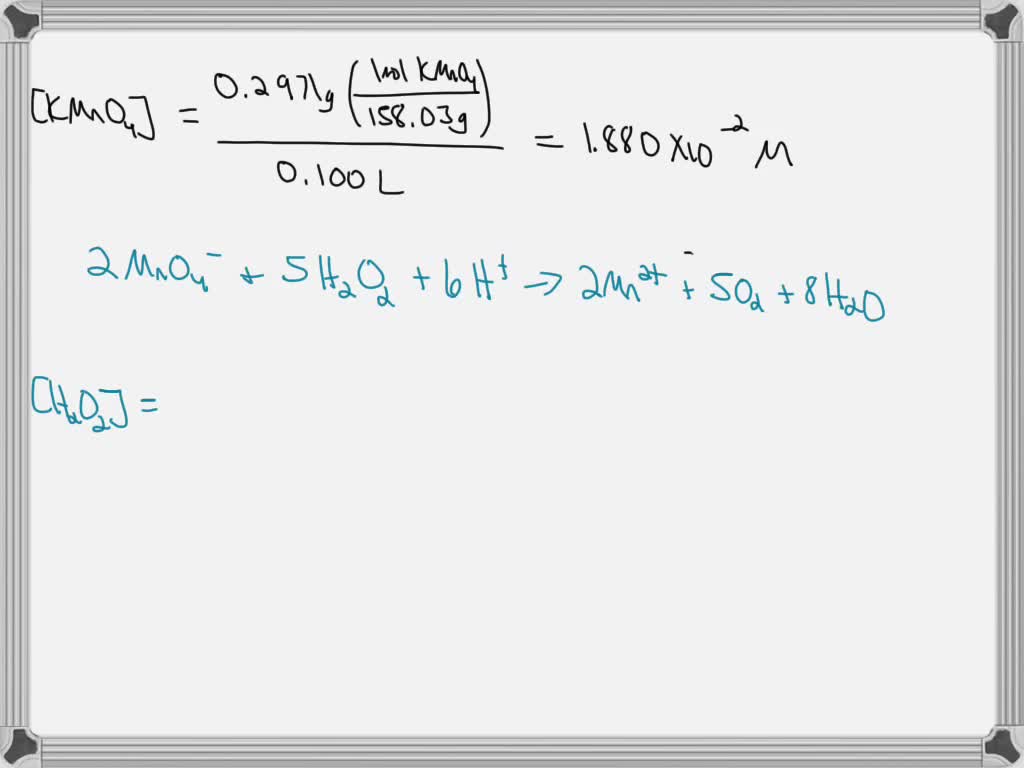 SOLVED A student dissolved 0.2921 g of potassium permanganate in water