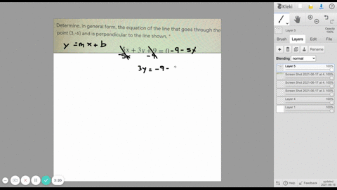 determine-in-general-form-the-equation-of-the-line-that-goes-through-the-point-3-6-and-is-perpendicular-to-the-line-shown-5-x3-y90-2