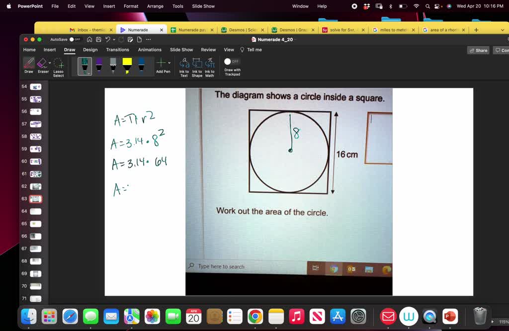 SOLVED: 'The diagram shows a circle inside a square. a 16 cm Work out ...