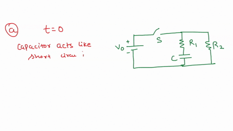 the-diagram-below-depicts-an-rc-circuit-where-c-190-pfr1-260-qrz-105-qand-vo-216-v-r1-vo-r2-capacitor-initially-uncharged-a-what-is-the-current-through-rp-immediately-after-the-switch-s-is-c-73294