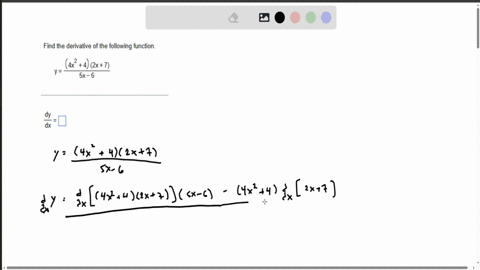 find-the-derivative-of-the-following-function-yfracleft4-x24right2-x75-x-6-fracd-yd-x