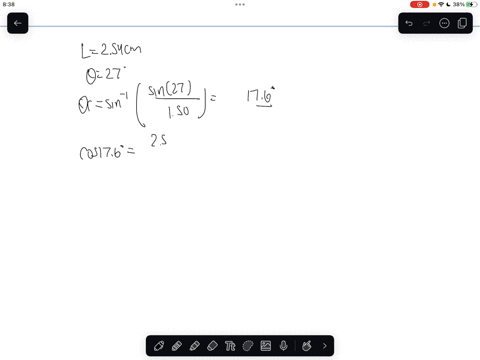 when-the-light-ray-illustrated-in-the-figure-below-passes-through-the-glass-block-of-index-of-refraction-n-50it-is-shifted-iarerally-by-the-distance-d-let-l-254cm-and-0-2708-find-the-value-o-88202