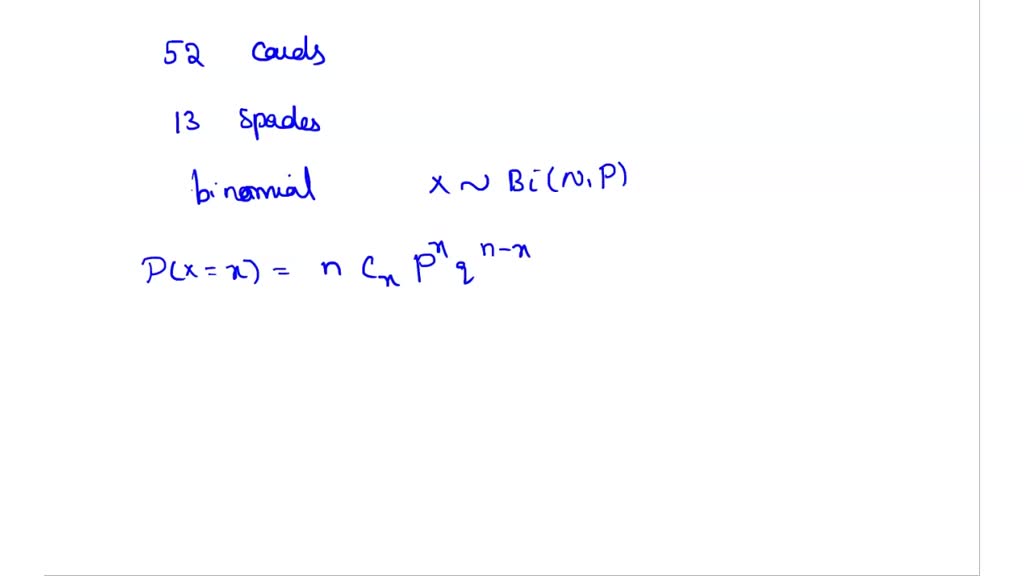SOLVED The number of spades you get in a 13card hand from a well
