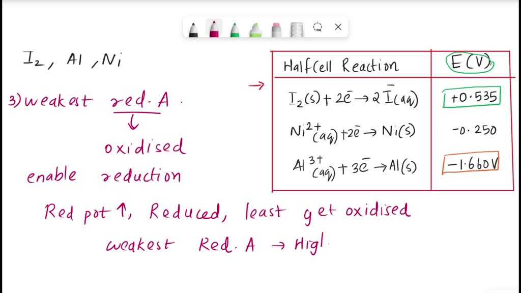 SOLVED: Consider the following half-reactions= Half-reaction Hg (aq Pb ...