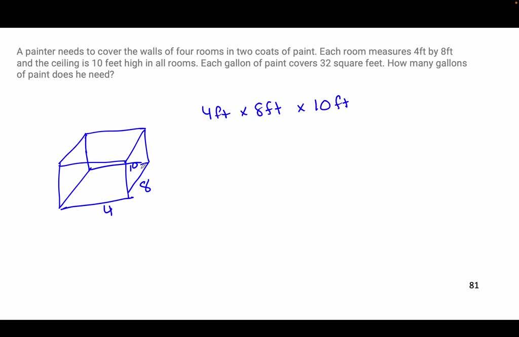 A painter needs to cover the walls of four rooms in two coats of paint