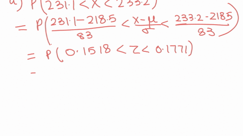 a-population-of-values-has-a-normal-distribution-with-2185-2185-and-83-83-a-random-sample-of-size-n-140-n-140-is-drawn-find-the-probability-that-a-single-randomly-selected-value-is-between-2-43203