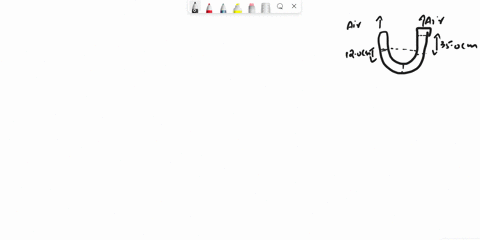 a-u-shaped-tube-with-both-arms-open-to-the-air-has-a-350-mathrmcm-column-of-liquid-of-unknown-densit-38297