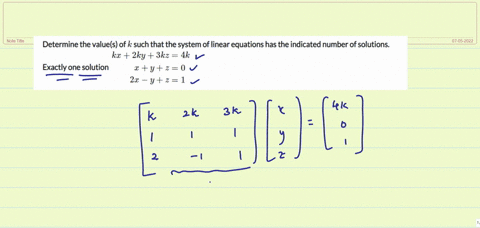 determine-the-values-of-k-such-that-the-system-of-linear-equations-has-the-indicated-number-of-so-12-56658