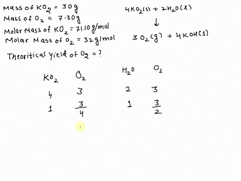 potassium-superoxide-koz-reacts-with-water-to-produce-oxygen-and-potassium-hydroxide-according-to-the-following-chemical-equation-in-a-certain-experiment-3000-g-of-potassium-superoxide-koz-r-25626