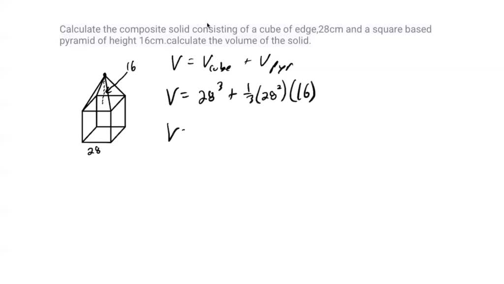 SOLVED: Calculate the composite solid consisting of a cube with an edge ...