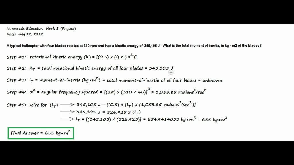 A typical helicopter with four blades rotates at 310 rpm and has a