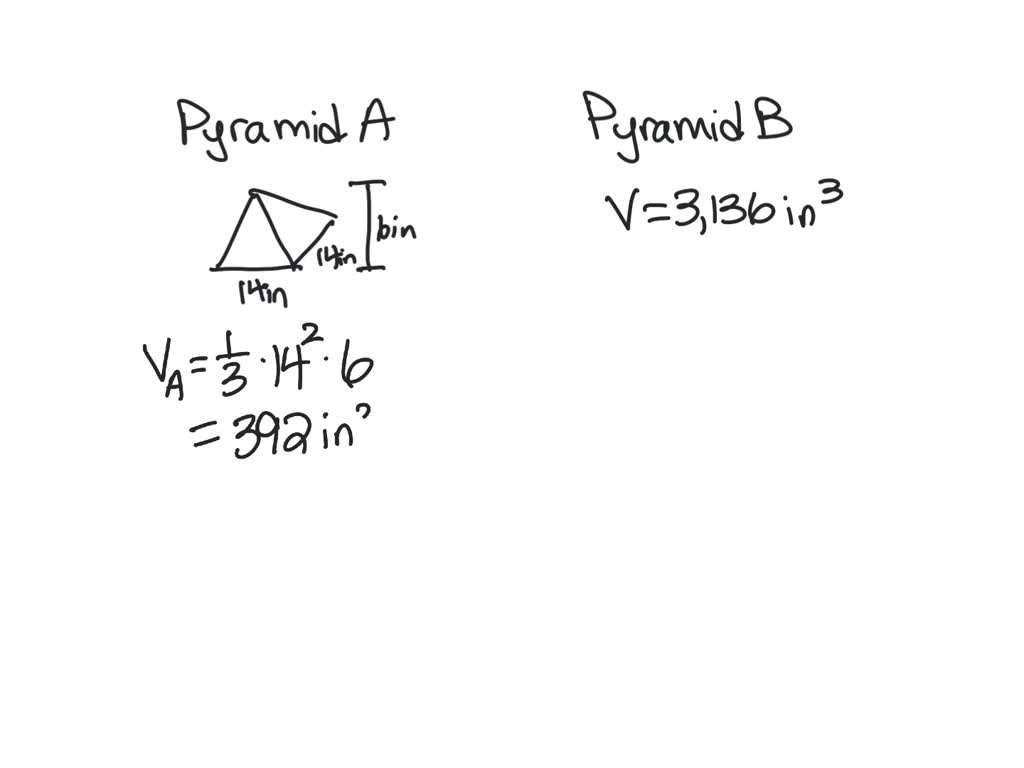 Pyramid A Is A Square Pyramid With A Base Side Length Of 14 Inches And ...