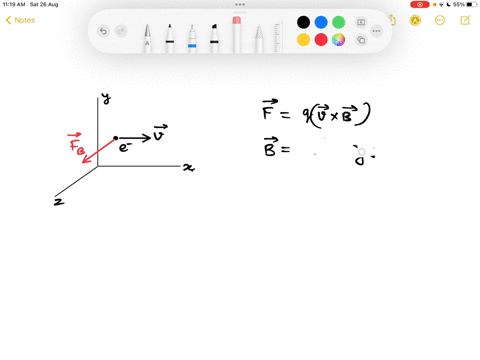 an-electron-travels-with-constant-speed-perpendicular-to-a-uniform-magnetic-field-what-is-the-direction-of-this-uniform-magnetic-field-if-the-force-acting-on-this-particle-is-in-the-z-direct-36696