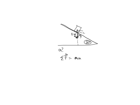 the-block-has-mass-m85-kg-and-lies-on-a-fixed-smooth-frictionless-plane-tilted-at-an-angle-theta200-degrees-to-the-horizontal-determine-the-acceleration-of-the-block-as-it-slides-down-the-pl-77918