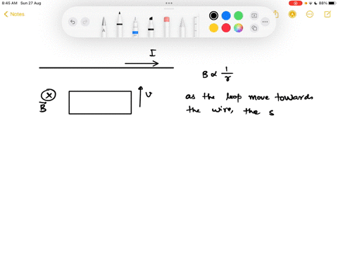 a-loop-of-wire-is-pushed-toward-current-carrying-wire-as-shown-in-the-problem-2-5-points-below-as-the-loop-approaches-the-wire-diagram-direction-of-the-induced-magnetic-field-in-the-loop-ske-17964