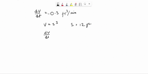the-volume-of-a-cube-decreases-at-rate-of-03-min-what-is-the-rate-of-change-of-the-side-length-when-the-slde-lengths-are-12-f-write-an-equation-relating-the-volume-of-a-cube-v-and-an-edge-of-05264