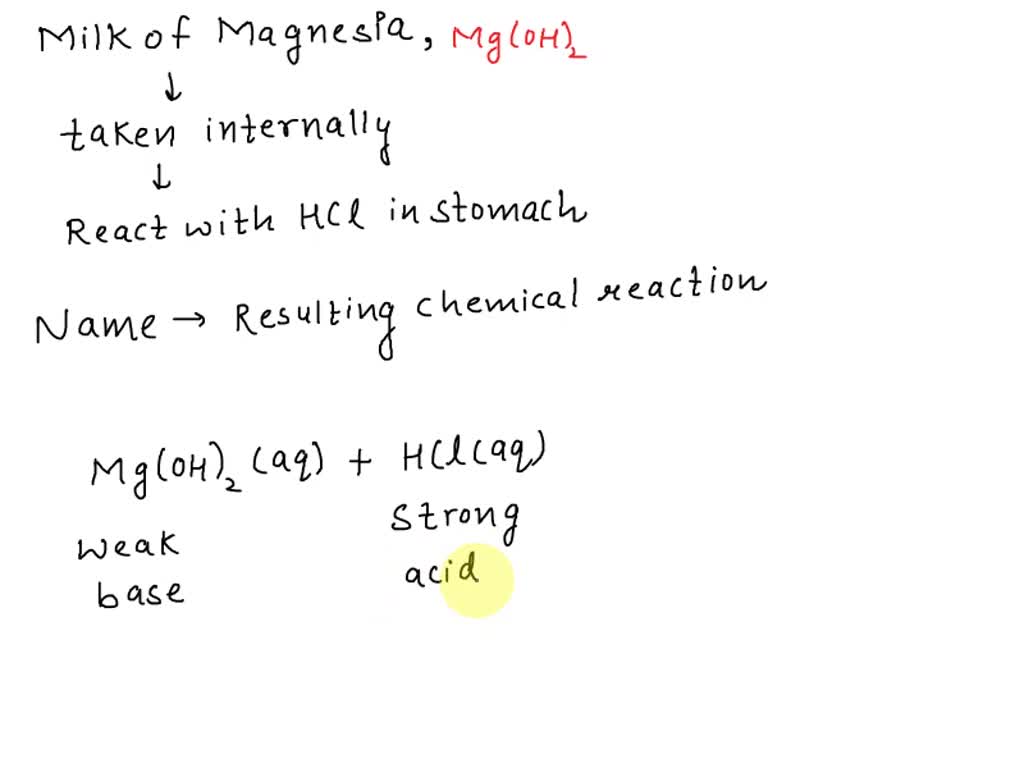 SOLVED When Milk of Magnesia (magnesium hydroxide) is taken internally