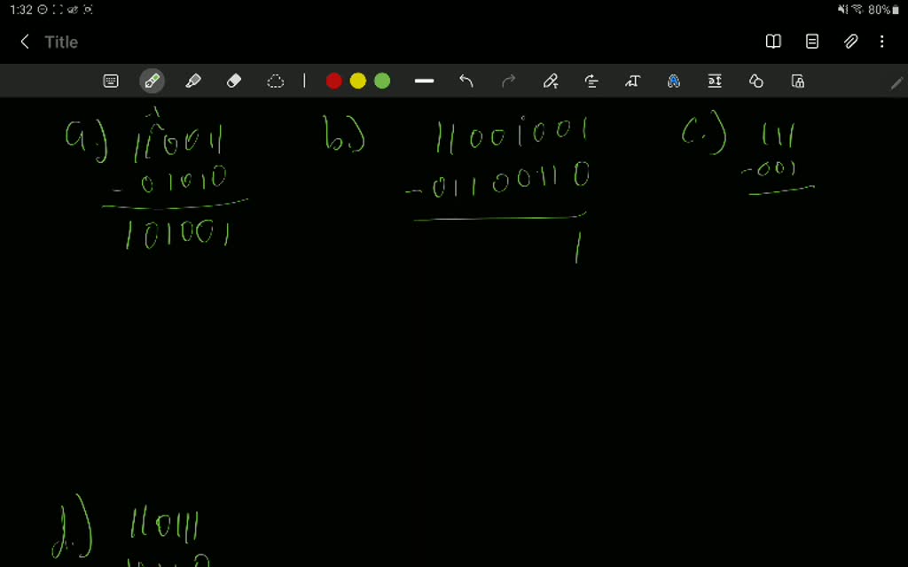 SOLVED: Find the difference between the following binary numbers: a