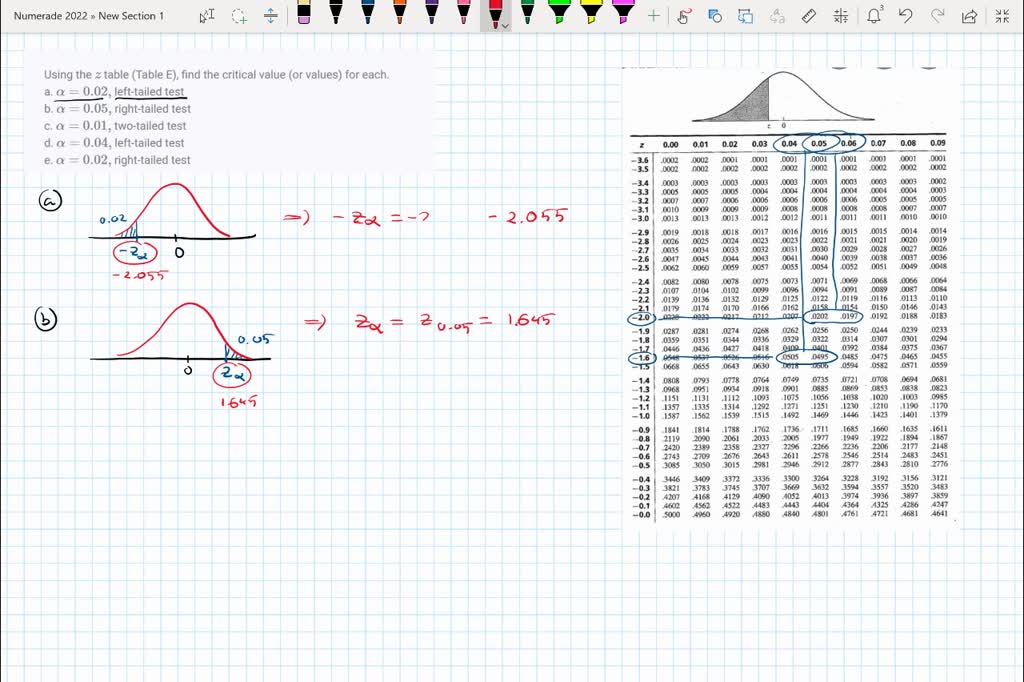 SOLVED Using The Z Table Table E Find The Critical Value or Values 