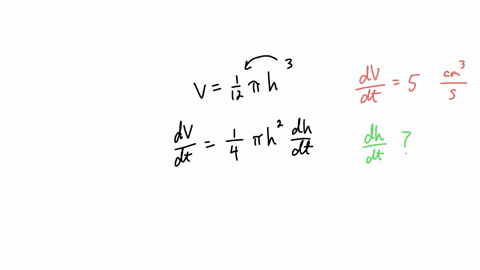 13-water-is-poured-into-the-conical-container-at-a-rate-of-5cms-1-after-t-secondsthe-volume-of-water-in-the-containervcm3is-given-by-12-h3-where-h-cm-is-the-height-of-the-water-in-the-contai-38456