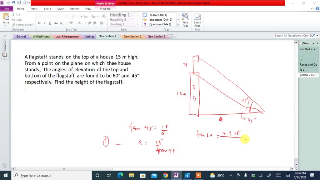 SOLVED: A ladder 9m long reaches a point 9m below the top of a vertical ...