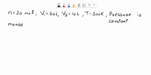 a-system-consisting-of-200-mol-of-a-monoatomic-ideal-gas-is-cooled-at-constant-pressure-from-a-volume-of-500-l-to-100-l-the-initial-temperature-was-300-k-what-is-the-change-in-entropy-of-the-28514