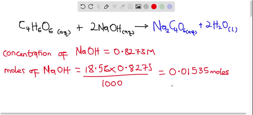 SOLVED: 04) 25.00 mL of unknown tartaric acid solution was titrated ...