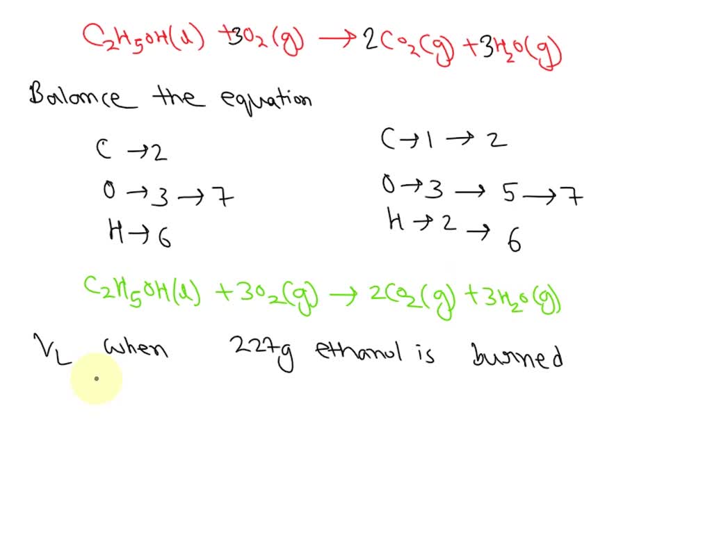 Solved Ethyl Alcohol C H Oh Burns In Dry Air According To The