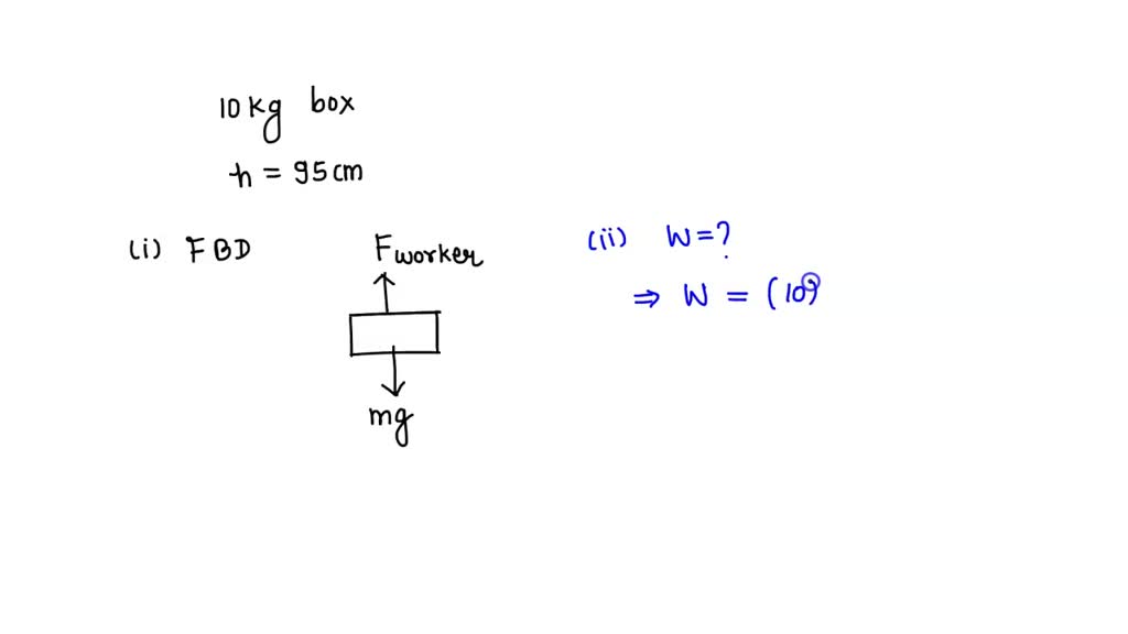 SOLVED: A worker lifts a 10 kg box vertically upwards 95 cm from the ...
