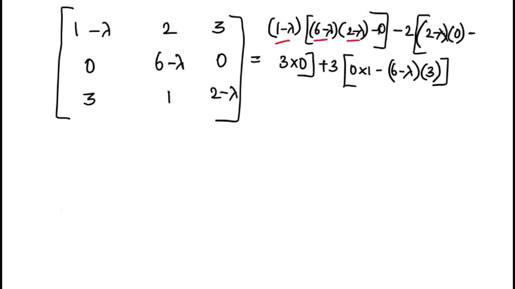 SOLVED: Find the sum and product of Eigen value of matrix A = 3 1 4 0 2 ...