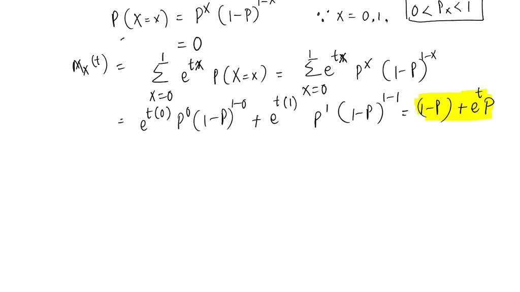 SOLVED: Find the moment generating function of a Bernoulli random ...