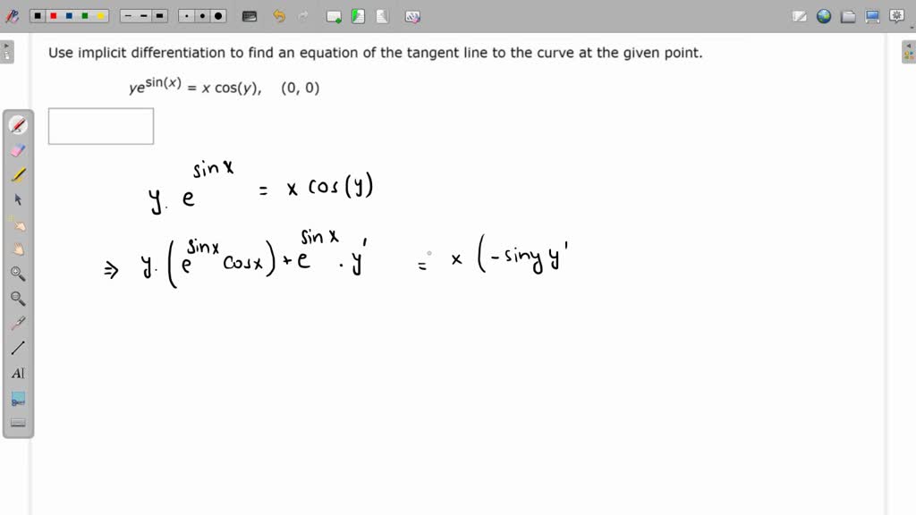 SOLVED Use implicit differentiation to find an equation for the