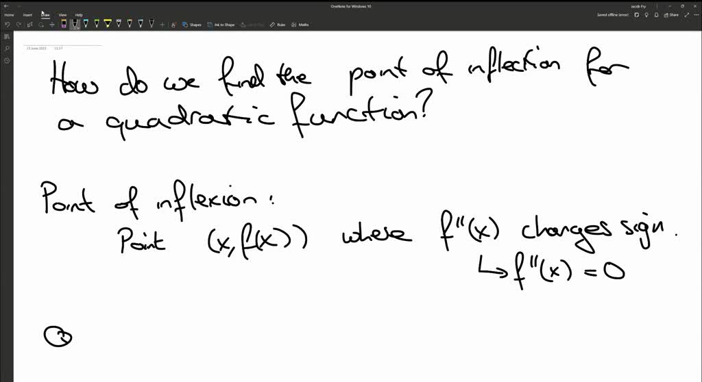 SOLVED how do i find the point of inflection for a quadratic function