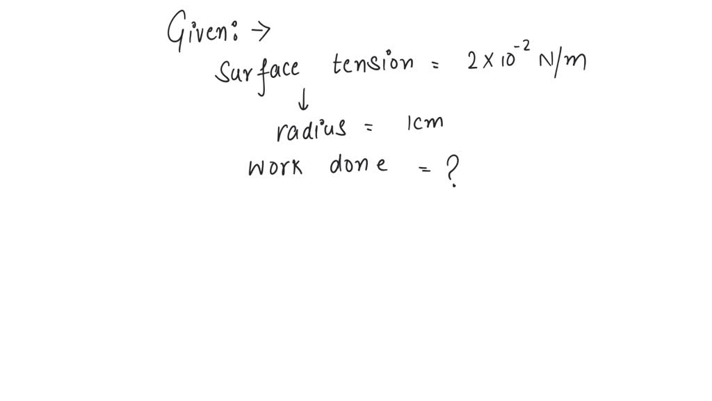 SOLVEDThe surface tension of a soap solution is 2* 10 ^2N/ m To blow a bubble of radius 1 cm