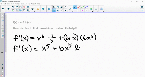 fx-x6-inx-use-calculus-to-find-the-minimum-value-pls-help