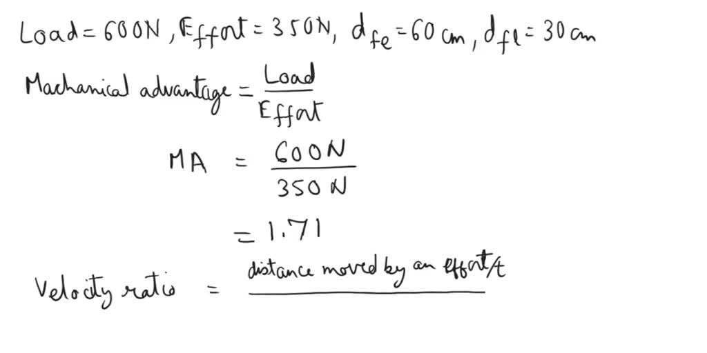SOLVED A load of 600 N is lifted using a first class lever applying an