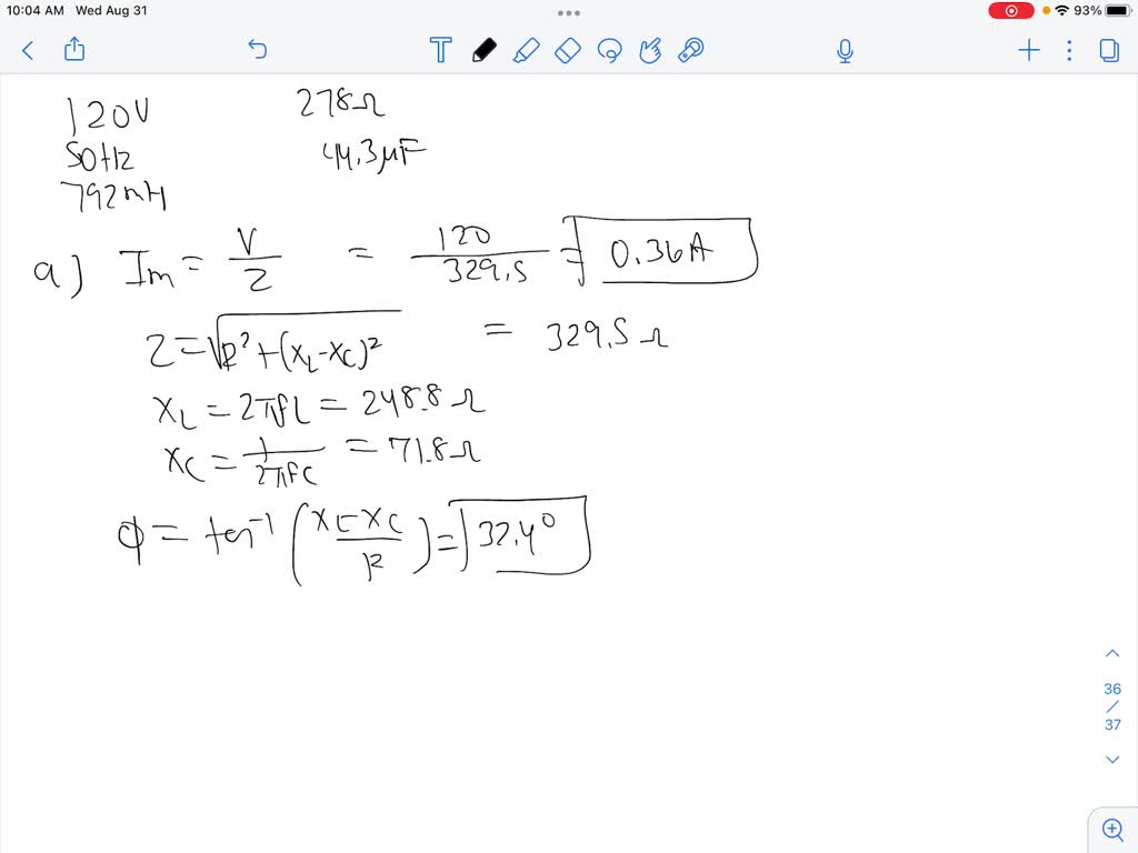 SOLVED: Fill In The Blanks When The Capacitive Reactance Greater Than ...