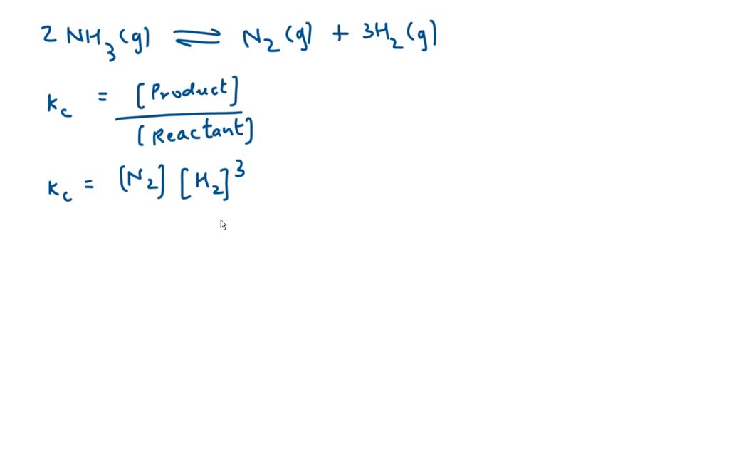 Consider the following reaction: 2NH3(g)⇌N2(g)+3H2(g) Select the ...