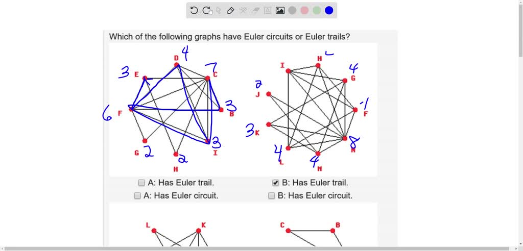 SOLVED: A: Has Euler Path.B: Has Euler Path.A: Has Euler Circuit.B: Has ...