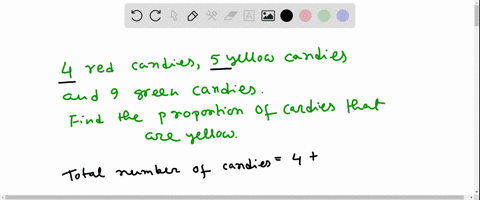 there-are-4-red-candies-5-yellow-candies-and-9-green-candies-what-proportion-of-the-candies-are-yellow-29427