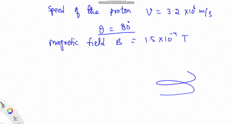 a-proton-is-moving-at-a-speed-of-32-ms-at-an-angle-of-80-to-a-uniform-magnetic-field-of-strength-15-t-what-is-the-distance-moved-by-the-proton-along-the-spiral-path-as-it-completes-one-revol-06113