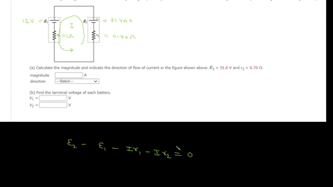 two-batteries-with-emf-e-m-f1-and-e-m-f2-with-internal-resistances-r1-and-r2-respectively-are-connected-as-shown-in-the-diagram-below-assume-e-m-f1-12-v-and-r1-1-a-circuit-contains-two-batteries-with-
