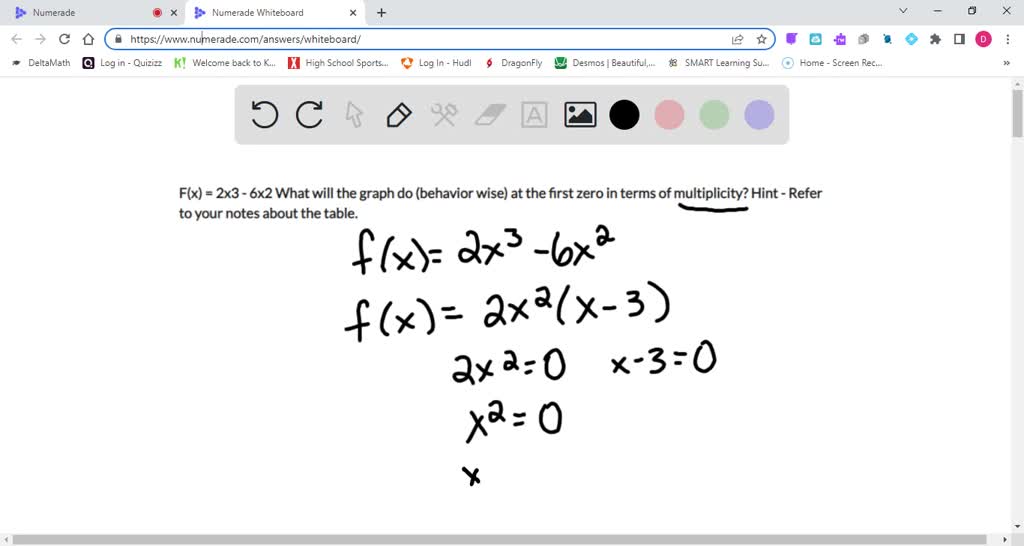 SOLVED: F(x) = 2x3 - 6x2 What will the graph do (behavior wise) at the ...