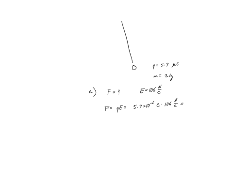a-metal-sphere-hangs-from-a-string-and-has-2-kg-of-mass-the-sphere-has-a-charge-of-57-c-a-uniform-electric-field-is-turned-on-and-directed-to-the-right-b-what-is-the-electric-force-on-the-me-22468