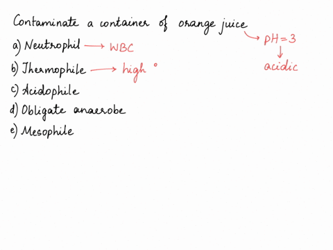 which-organism-would-be-most-likely-to-contaminate-a-container-of-orange-juice-ph-30-a-neutrophil-a-thermophile-an-acidophile-an-obligate-anaerobe-a-mesophile-45455