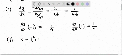 a-find-the-slope-of-the-tangent-line-to-the-parametric-curve-xt21-yt-2-at-t-1-and-at-t1-without-elim-67892