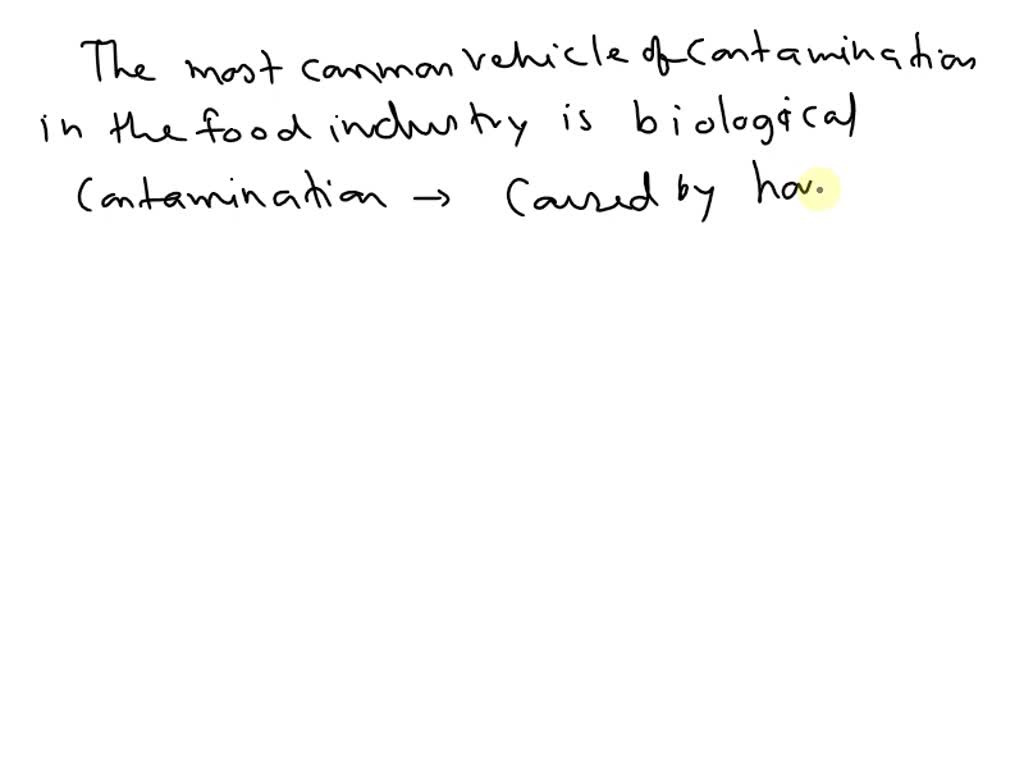 SOLVED Perhaps the most common vehicle of contamination in the food